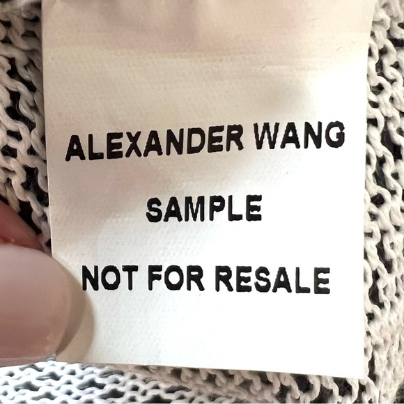 Alexander Wang Black & White Vinyl Technical Tweed Long Sleeve Crop Top Women S - Picture 13 of 14